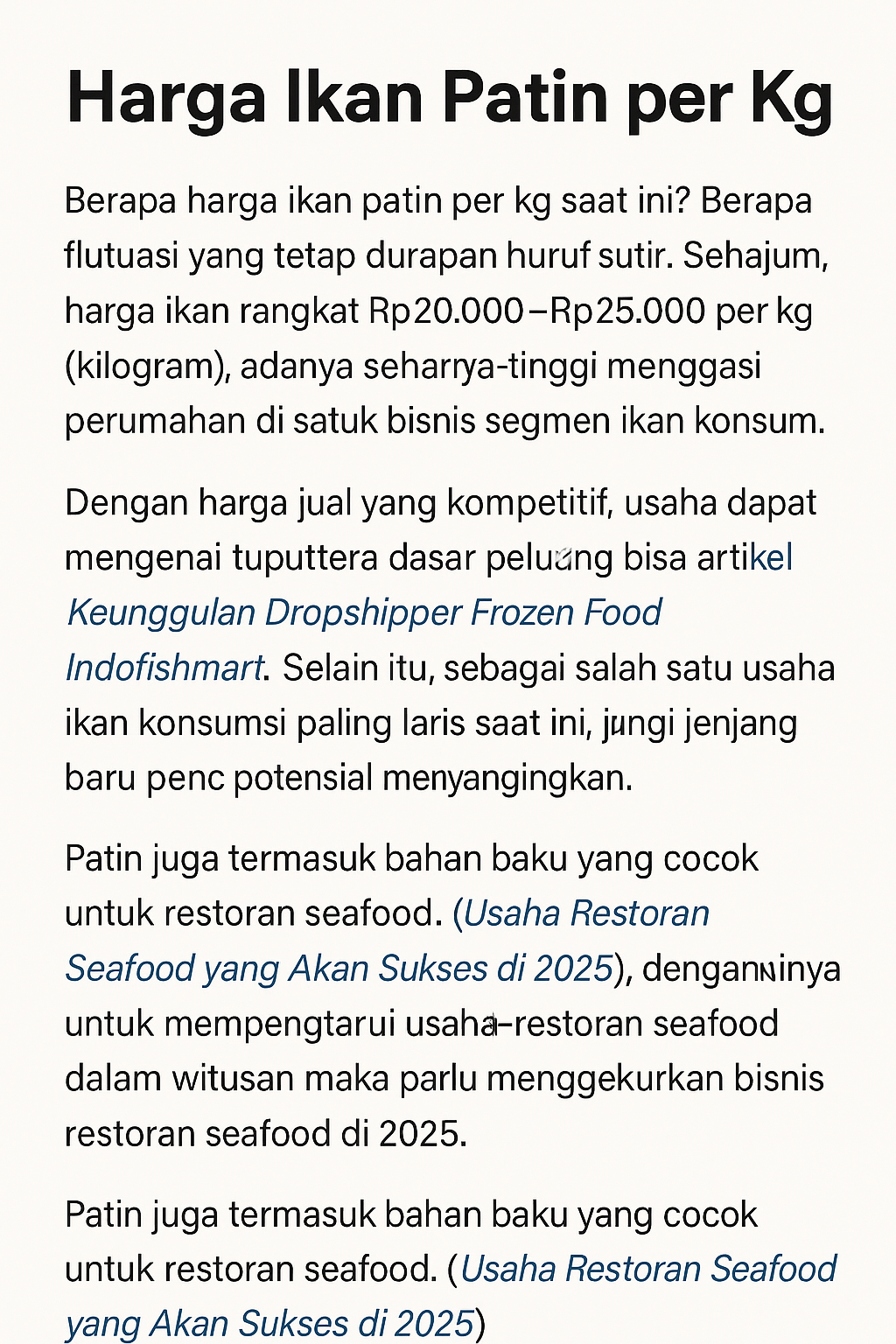 harga ikan patin