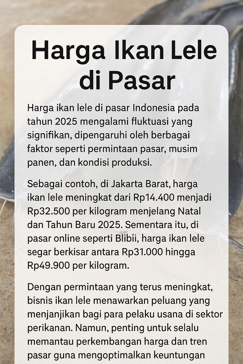 harga ikan lele di pasar
