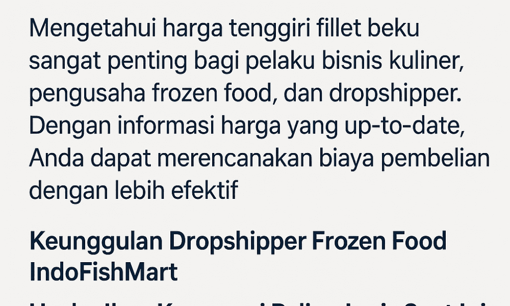 Harga Tenggiri Fillet Beku