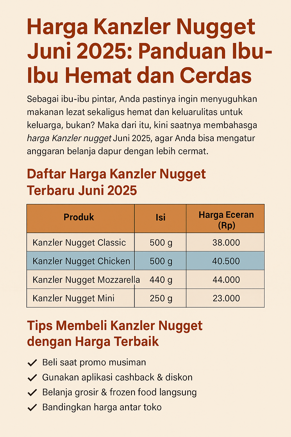 Harga Kanzler Nugget Juni 2025