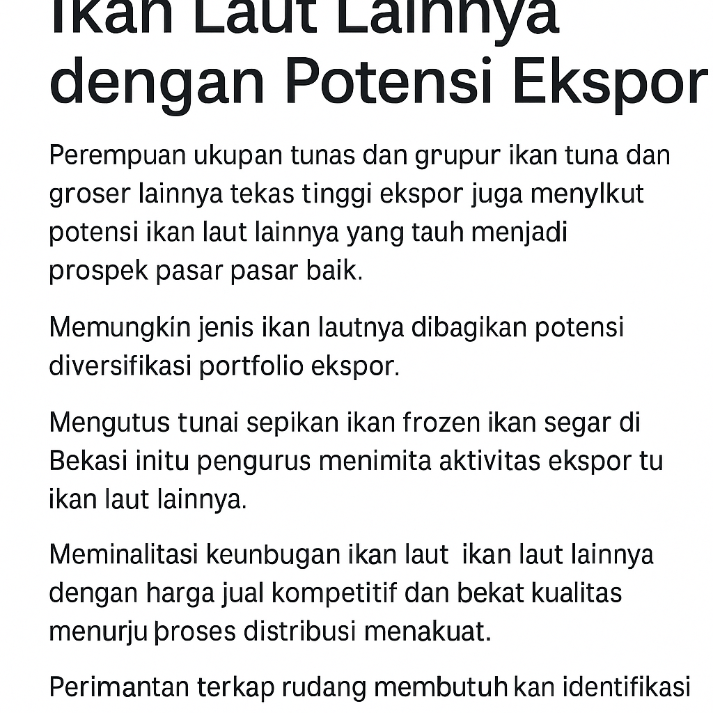 Ikan Laut Lainnya dengan Potensi Ekspor Tinggi